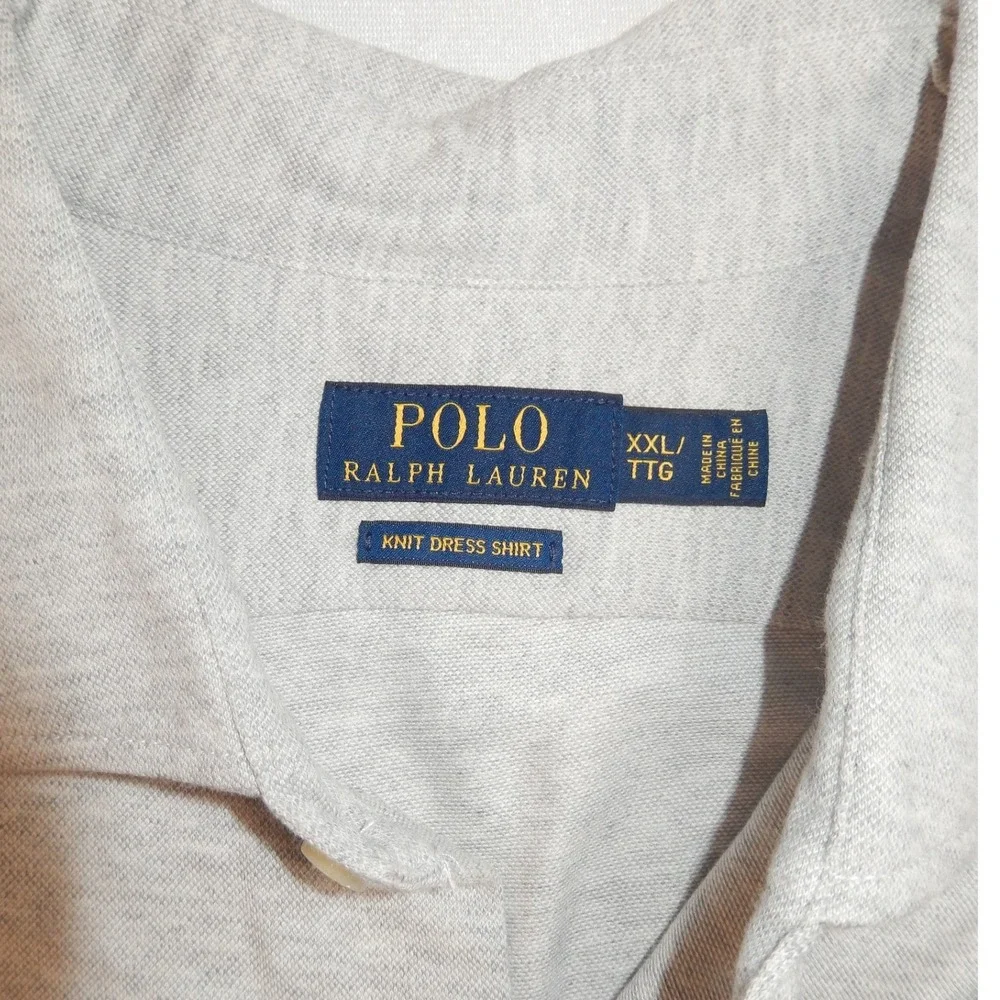 Polo Ralph Lauren Mens XXL Light Grey Heather Knit Dress Shirt Long‎ Sleeve